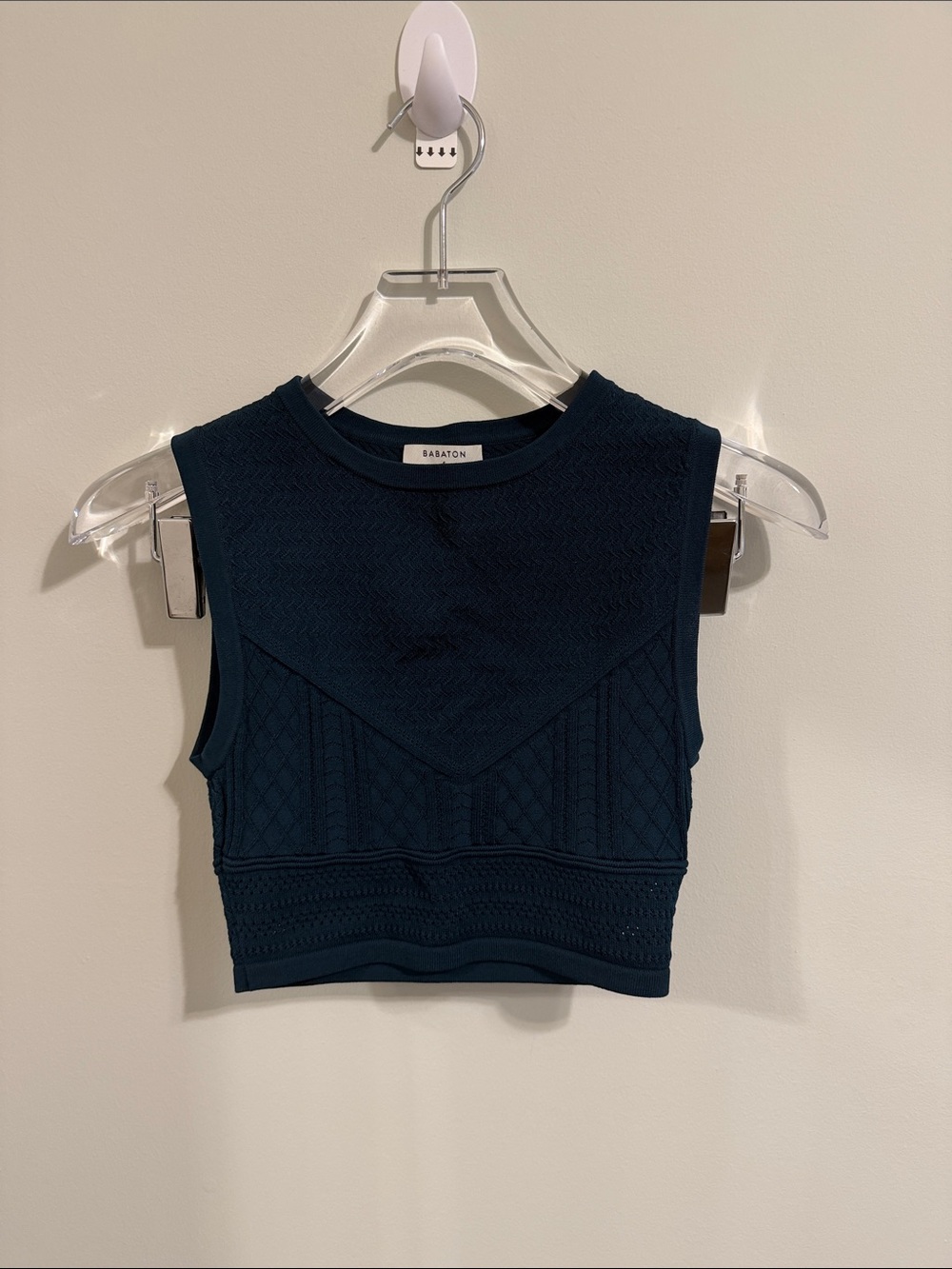 Babaton Dark Teal Textured Sleeveless Crop